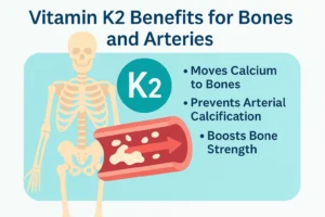 Vitamin K2 benefits for bones and arteries infographic
